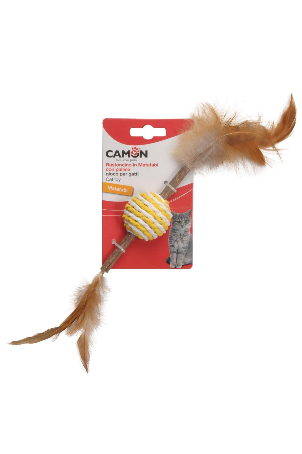 Camon Gioco per gatti - Bastoncino in Matatabi con Pallina e Piume Camon Gioco per gatti - Bastoncino in Matatabi con Pallina e Piume